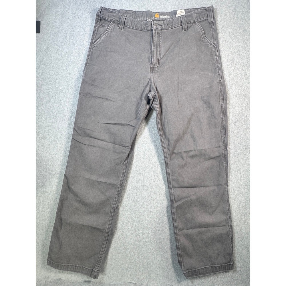 Carhartt Mens Relaxed Fit Canvas Work Utility Pants Gray 102291-039 40x32